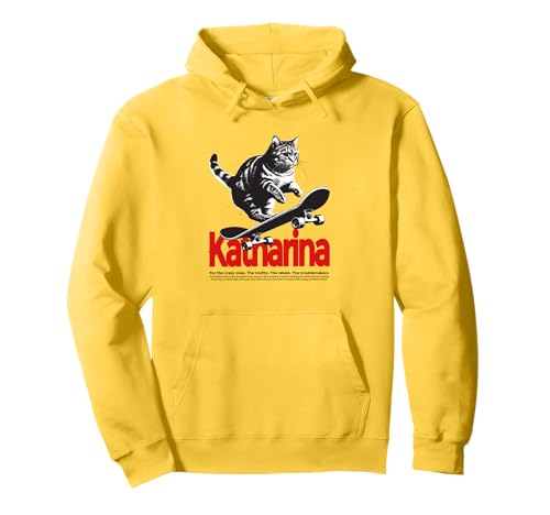 KATHARINA - Schöner Mädchen Name mit Katze & Skateboard Pullover Hoodie von KATHARINA Tochter Enkel Geburtstag Geschenkideen