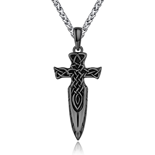 Nordische Wikinger Odin Schwert Gungnir Speer Kopf Anhänger Halskette Pfeilspitze Speerspitze Viking Mythology Kette für Männer Frauen Jungen(Schwarz) von KATHLU