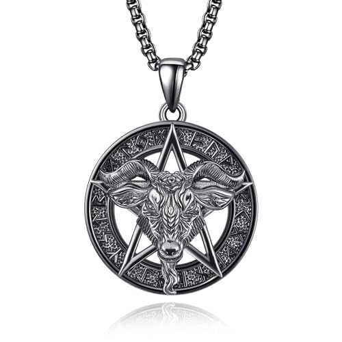 Viking Gothic Widder Ziege Kopf Anhänger Pentagramm Halskette Valknut Schwert für Männer Frauen Retro Punk Tier Weihnachten Schmuck Norse von KATHLU