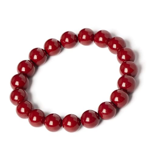 KATIAK Armband Echte Steine,7 mm Natürliches Zinnober Armband Angstarmband Edelstein Armband Stretch Armband für Damen und Herren Energie Quarz Kristallstein von KATIAK