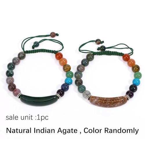 KATIAK Geflochtenes Armband Mit 7 Chakra-Reiki-Energie-Kristallsteinen, 8 Mm Natürliche Labradorit-Perlen, Verstellbarer Armreif, Boho-Strandschmuck Für Damen Und Herren, Muttertagsgeschenke, Indi von KATIAK