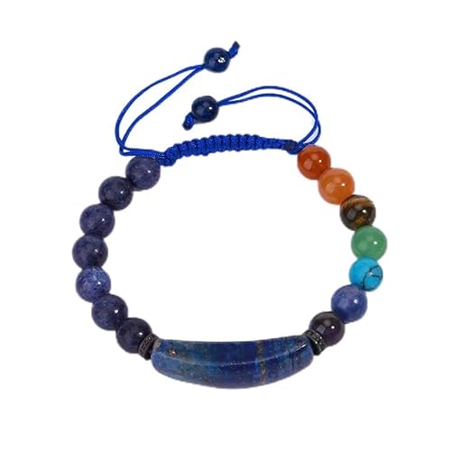 KATIAK Geflochtenes Armband Mit 7 Chakra-Reiki-Energie-Kristallsteinen, 8 Mm Natürliche Labradorit-Perlen, Verstellbarer Armreif, Boho-Strandschmuck Für Damen Und Herren, Muttertagsgeschenke, Lapi von KATIAK