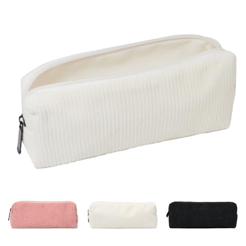 KATLINNA Federmäppchen, 3 Farben zur Wahl Mäppchen Cord-Stoff, Schlamppermäppchen für Mädchen Teenager, Stiftemappe Federtasche Pencil Case Einfaches Federmappe für Schule und Büro (Rosa) von KATLINNA