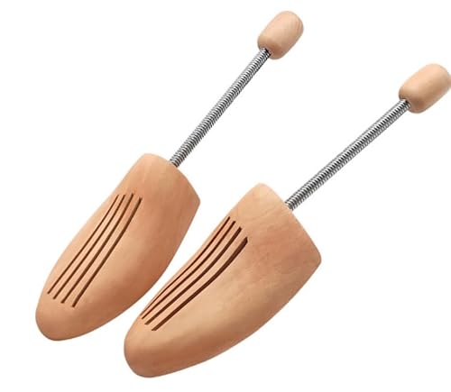 KATLKIU Schuhspanner aus Holz (2er-Pack) mit Rosshaar-Schuhbürste - Verstellbare Schuhspanner für Damen & Herren zur Formbeständigkeit & Reduzierung von Falten - Schuhpflegeset für Lederschuhe von KATLKIU
