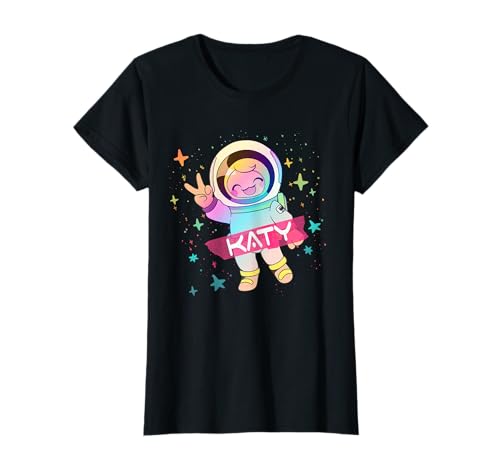 Katy - Schöner Mädchen Name mit Cooler Astronautin T-Shirt von KATY Tochter Enkel Geburtstag Geschenkideen