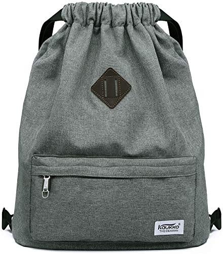 KAUKKO Beutel Rucksack Hipster Kordelzug Turnbeutel Gymsack mit Innentasche Sportbeutel für Damen & Herren, 21L von KAUKKO