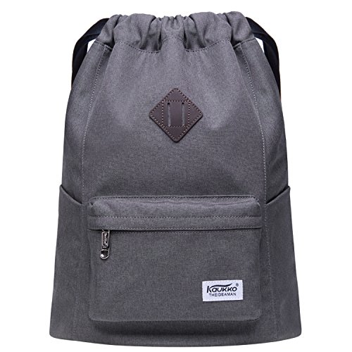 KAUKKO Canvas Kordelzug Turnbeutel mit Innentasche Sack Schultasche Sportrucksack von KAUKKO