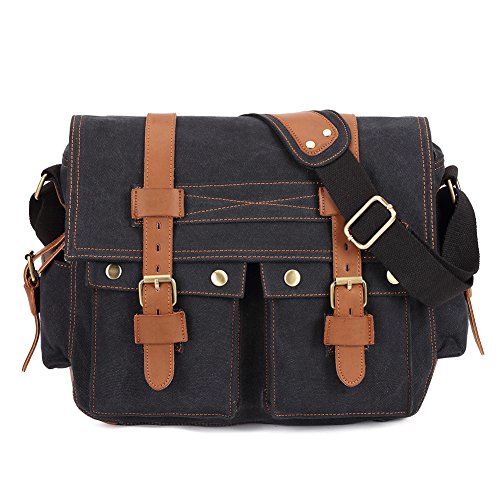 KAUKKO Canvas Militär Umhängetaschen Vintage Schultertasche Messenger Bag für Herren & Damen von KAUKKO