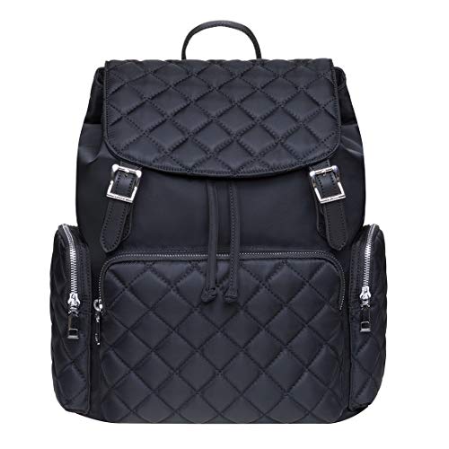 KAUKKO Damen Rucksack Klein mit 10 Zoll Laptopfach für Ausflüge, Uni, Schule u. Büro, 14L, Schwarz-KS15 von KAUKKO