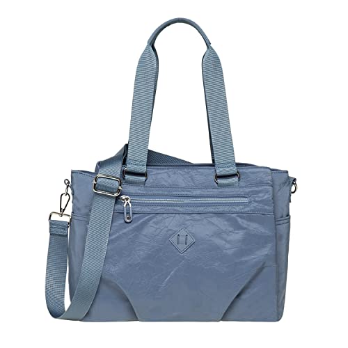 KAUKKO Damen Schultertasche Leichte Umhängetasche Nylon - Handtasche Top Griff Henkel - Tasche Beuteltasche Große - Shopper Einfache Klassische Leichte, 2515-Tiefgrau von KAUKKO