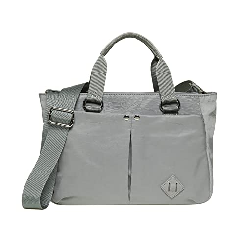 KAUKKO Damen Schultertasche Leichte Umhängetasche Nylon - Handtasche Top Griff Henkel - Tasche Beuteltasche Mittelgroße - Shopper Einfache Klassische Leichte, 2519-Hellgrau von KAUKKO