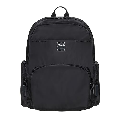 KAUKKO Freizeit Laptop Rucksack Klein, für Damen & Herren Wasserdichter Wanderrucksack, Leicht Backpack mit viele fächer für Schule Arbeit und Sport, 11L, Schwarz von KAUKKO