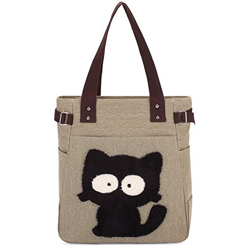 KAUKKO Handtasche mit Katzenmotiv, Khaki-4, Taille unique, Retro von KAUKKO