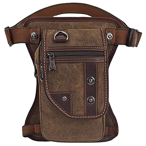 KAUKKO Herren Canvas Hüfttasche Reisen Sport Outdoor Beinbeutel Multi Pack Leg Bag Braun KAUKKO Herren Canvas Hüfttasche Reisen Sport Outdoor Beinbeutel Multi Pack Leg Bag Braun von KAUKKO