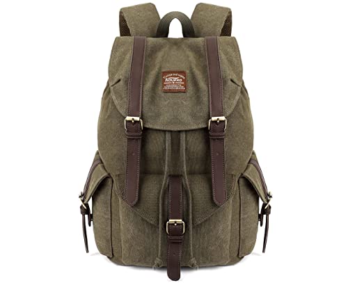 KAUKKO Herren Damen Schulrucksack Wanderrucksack Reisetasche Laptoprucksack Outdoor Sports Freizeit Daypacks, Army Green, Large von KAUKKO