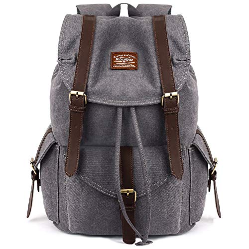 KAUKKO Herren Damen Schulrucksack Wanderrucksack Reisetasche Laptoprucksack Outdoor Sports Freizeit Daypacks, Grau, Large von KAUKKO