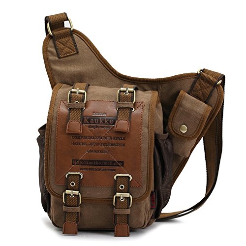 KAUKKO Canvas - Brusttasche für Damen und Herren - Umhängetasche, Khaki Jnl-fh-01, Taille unique, daypack rucksack von KAUKKO