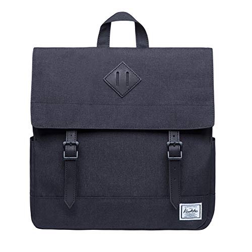 KAUKKO Rucksack Damen - Herren Business Laptop Rucksäcke passen 12 Zoll Computer - Vintage Mädchen Tagesrucksack für Schule Reisen & Alltag 13.7 Liters Schwarz von KAUKKO