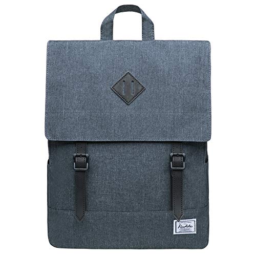 KAUKKO Rucksack Damen Herren Business Rucksäcke mit Laptopfach - Vintage Mädchen Daypack für Uni & Alltag 14.9 Liters Dunkelgrau von KAUKKO