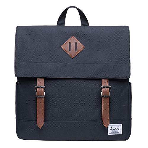 KAUKKO Rucksack Damen - Herren Business Laptop Rucksäcke passen 12 Zoll Computer - Vintage Mädchen Tagesrucksack für Schule Reisen & Alltag 13.7 Liters Schwarz (KS05) von KAUKKO