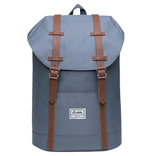 KAUKKO Rucksack Damen Herren Schön und Praktisch Daypack für Schule, Uni, Beruf mit Laptopfach für den Alltag, 14L, Grau von KAUKKO