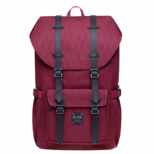 KAUKKO Rucksack Damen Herren Daypack mit Laptopfach für 14 Zoll Notebook für Freizeit Job Uni Reisen Wandern, 21L (Rot EP5-18) von KAUKKO