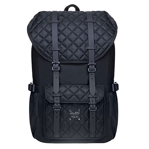 KAUKKO Rucksack Handgepäck Damen Herren Daypack mit Laptopfach für 14 Zoll Notebook für Freizeit Job Uni Reisen Wandern, 21L, 47cm, Schwarz-EP5-19 von KAUKKO