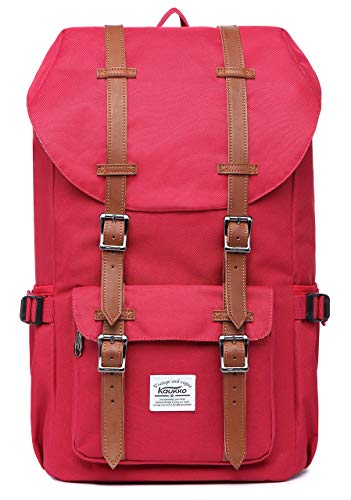 KAUKKO Rucksack Damen Herren Daypack mit Laptopfach für 15 Zoll Notebook für Schule, Uni, Reisen, Wandern, 22L, Rot von KAUKKO