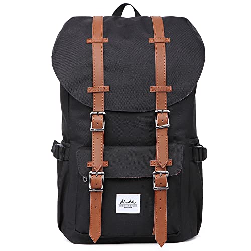 KAUKKO Rucksack Damen Herren Daypack mit Laptopfach für 15 Zoll Notebook für Schule, Uni, Reisen, Wandern, 22L, Schwarz von KAUKKO