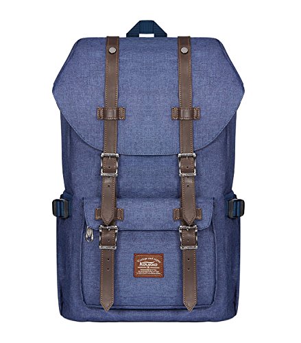 KAUKKO Rucksack Damen Herren Schön und Durchdacht Daypack mit Laptopfach für 14 Zoll Notebook für Schule,Uni, 22L, Blau von KAUKKO
