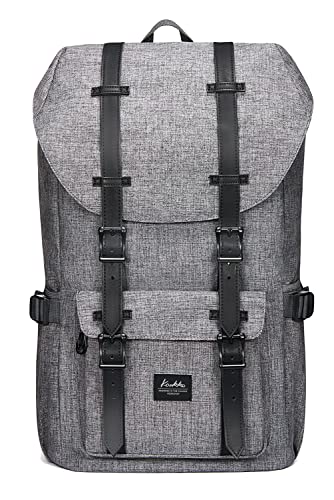 KAUKKO Rucksack Damen Herren Schön und Durchdacht Daypack mit Laptopfach für 15" Notebook für Schule,Uni, 22L, Grau von KAUKKO