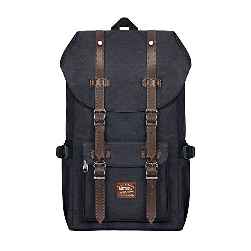 KAUKKO Rucksack Damen Herren Daypack mit Laptopfach für 15 Zoll Notebook für Schule, Uni, Reisen, Wandern, 22L, Schwarz von KAUKKO