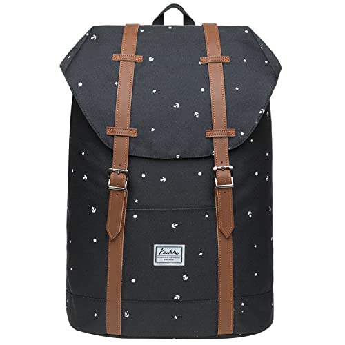 KAUKKO Rucksack Damen Herren Schön und Praktisch Daypack mit Laptopfach für 14" Notebook für Ausflüge, Uni, Schule, 17L,Schwarz von KAUKKO