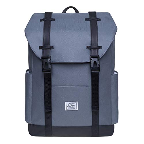 KAUKKO Rucksack Damen Herren Schule & Freizeit Moderner Tagesrucksack aus Polyester für Uni Büro - Daypack für 14" Laptop, 18L(Grau[KS12]) von KAUKKO