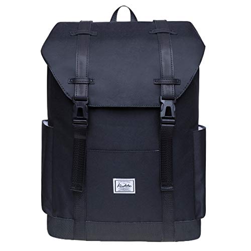 KAUKKO Rucksack Damen Herren Schule & Freizeit Moderner Tagesrucksack aus Polyester für Uni Büro - Daypack für 14" Laptop, 18L(Schwarz[KS12]) von KAUKKO