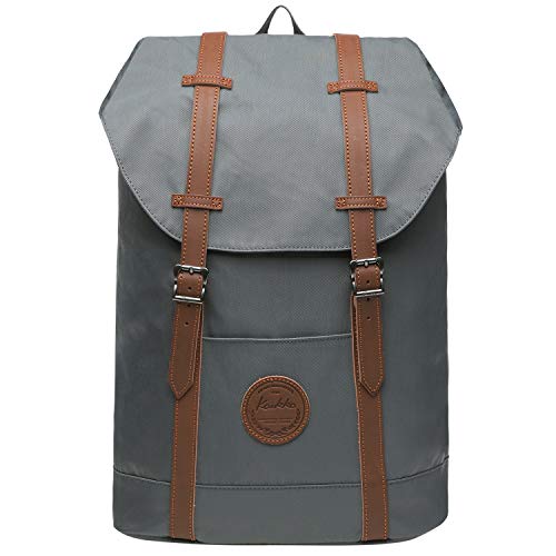 KAUKKO Rucksack Damen Herren Schön und Praktisch Daypack mit Laptopfach für 14" Notebook für Ausflüge, Uni, Schule,18L, Grau von KAUKKO