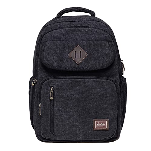 KAUKKO Rucksack Damen Herren für Ausflüge, Schule und Büro mit Laptopfach, 30 * 14 * 43 cm, 18L (Schwarz JNL-KF17-03) von KAUKKO