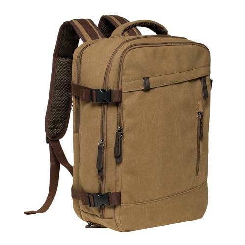 KAUKKO Rucksack Damen Herren mit Laptop Fach 15,6 Zoll für Arbeit, Ausflüge, Uni, 30 * 14 * 42 cm, 40L, 1.13KG (Khaki JNL-FH10-01) von KAUKKO