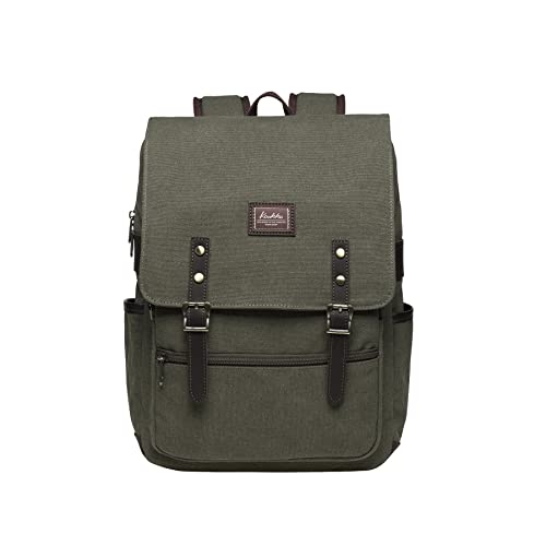 KAUKKO Rucksack Damen Herren mit Laptopfach für Ausflüge, Schule und Büro, 29 * 12 * 39 cm, 13.5 L (Grün JNL-KF16-08) von KAUKKO