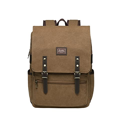 KAUKKO Rucksack Damen Herren mit Laptopfach für Ausflüge, Schule und Büro, 29 * 12 * 39 cm, 13.5 L (Khaki JNL-KF16-01) von KAUKKO