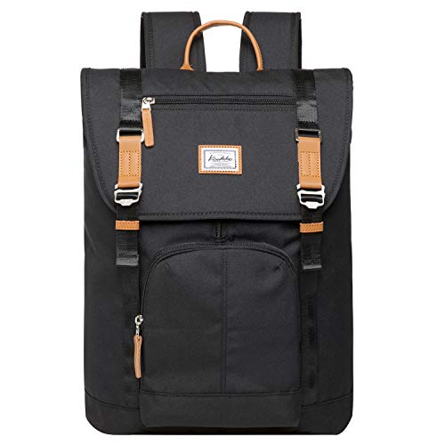 KAUKKO Rucksack Damen Schön und Praktisch Daypack mit Laptopfach für 14" Notebook für Ausflüge, Uni, Schule, 20L, Schwarz von KAUKKO