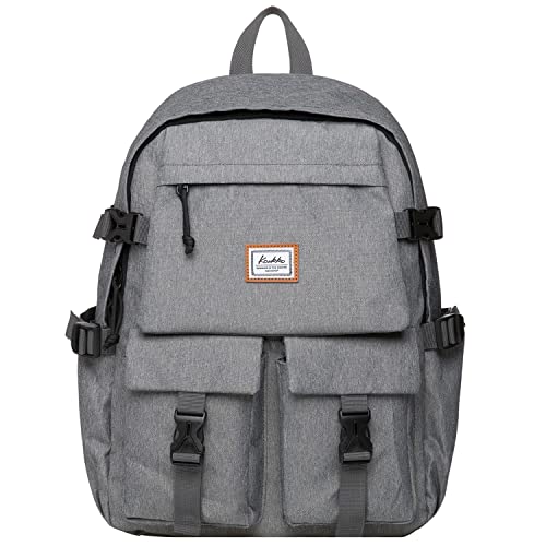 KAUKKO Rucksack Herren Damen Schön und Praktisch Daypack mit Laptopfach für 14" Notebook für Ausflüge, Uni, Schule, 18L, Grau-KS22 von KAUKKO