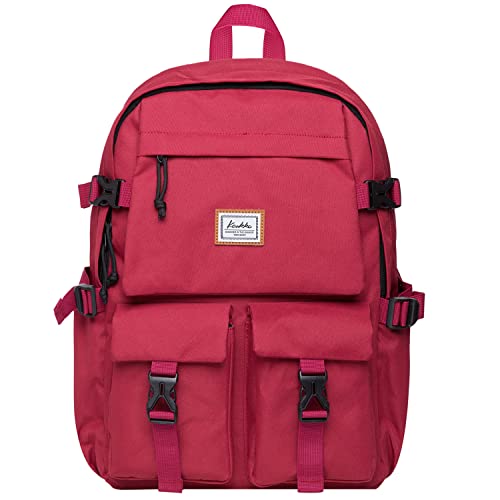 KAUKKO Rucksack Herren Damen Schön und Praktisch Daypack mit Laptopfach für 14" Notebook für Ausflüge, Uni, Schule, 18L, Rot-KS22 von KAUKKO