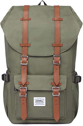 KAUKKO Rucksack Damen Herren Daypack mit Laptopfach für 15 Zoll Notebook für Schule, Uni, Reisen, Wandern, 22L (Grün) von KAUKKO