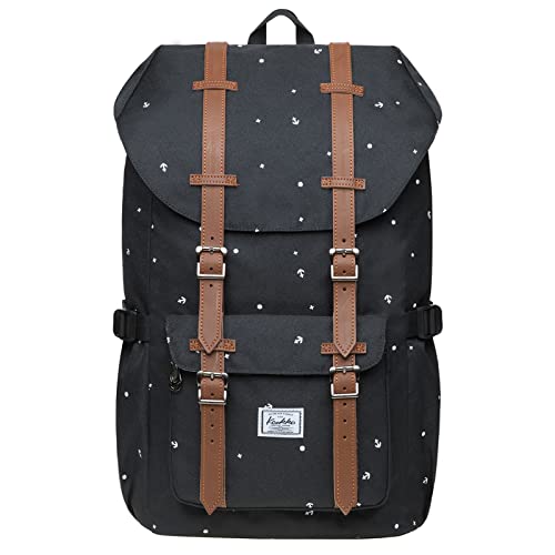 KAUKKO Rucksack Damen Herren Schön und Praktisch Daypack mit Laptopfach für 13" Notebook für Ausflüge, Uni, Schule, 19L, Schwarz von KAUKKO