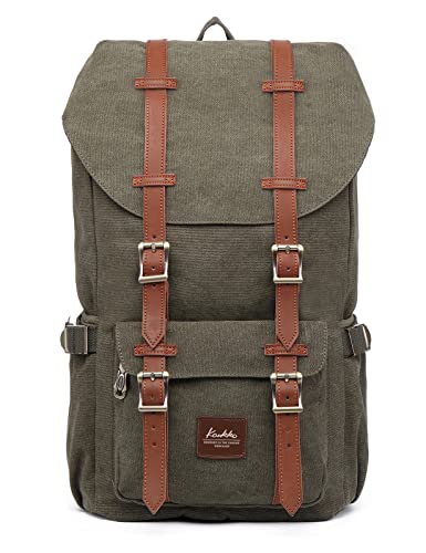 KAUKKO Vintage Rucksack Damen Herren Schön Baumwolle Daypack mit Laptopfach für 14 Zoll Notebook für Schule, Uni, 22.4 L von KAUKKO