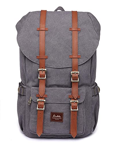 KAUKKO Vintage Rucksack Damen Herren Schön Baumwolle Daypack mit Laptopfach für 14 Zoll Notebook für Schule, Uni, 22.4 L von KAUKKO