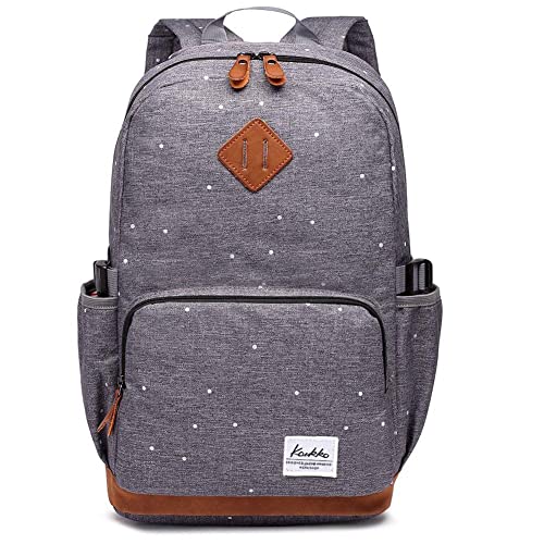 Kaukko Damen Rucksack Studenten Backpack Laptop College Schulrucksack Reiseeucksack, (05) Grau, Large von KAUKKO