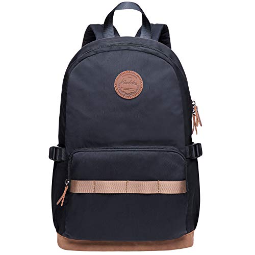 KAUKKO Studenten Backpack für Mädchen Jungen & Kinder mit 14" Laptopfach & Anti Diebstahl Tasche für den Alltag, 11.8"* 5.2"* 17.7"/ 17.6L (Schwarz [K1005-2]) von KAUKKO