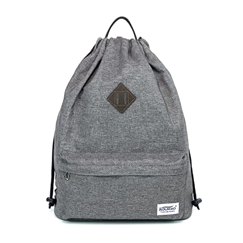 KAUKKO Rucksack mit Kordelzug, Sporttasche, Unisex, zum Schwimmen/Surfen/Reisen/Wandern/Yoga, Grau (K1031-3), one size, Tagesrucksa von KAUKKO